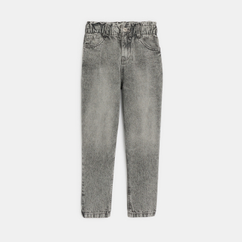 بنطلون جينز بخصر مطاطي رمادي اللون للفتيات